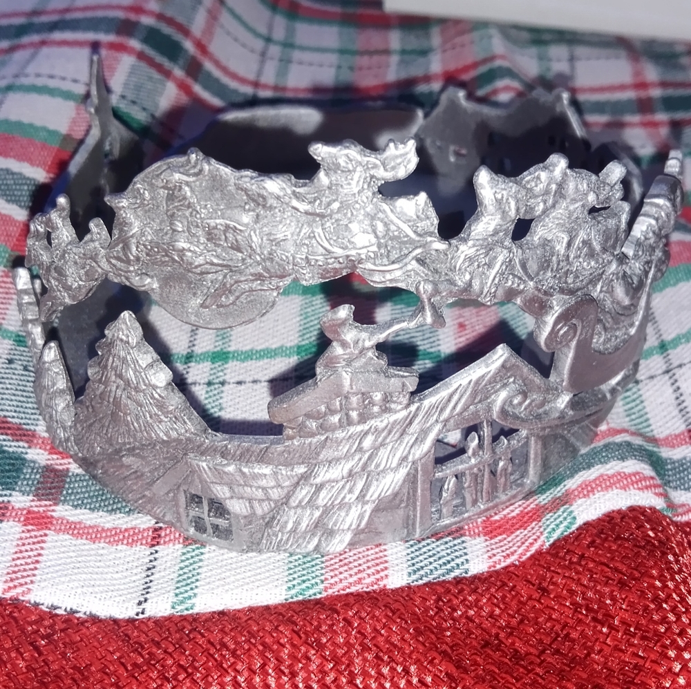 VTG 1998 Scents & Accents Pewter Christmas Candle Holder